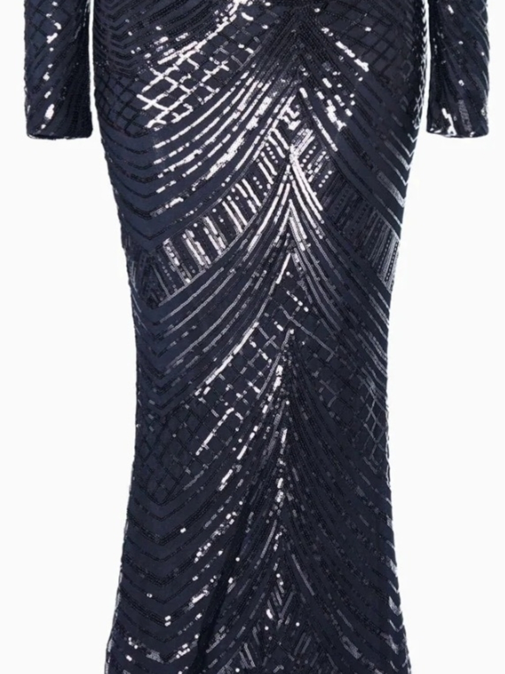 Black Sequin Long Sleeve Evening Gown - Picture 5 of 9